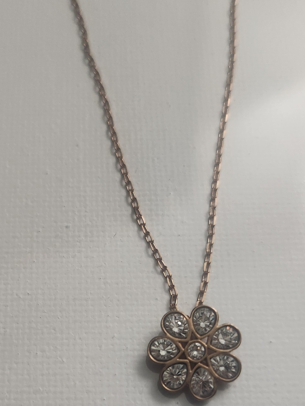 Swarovski Rose Gold Flower Crystal Pendant Necklace